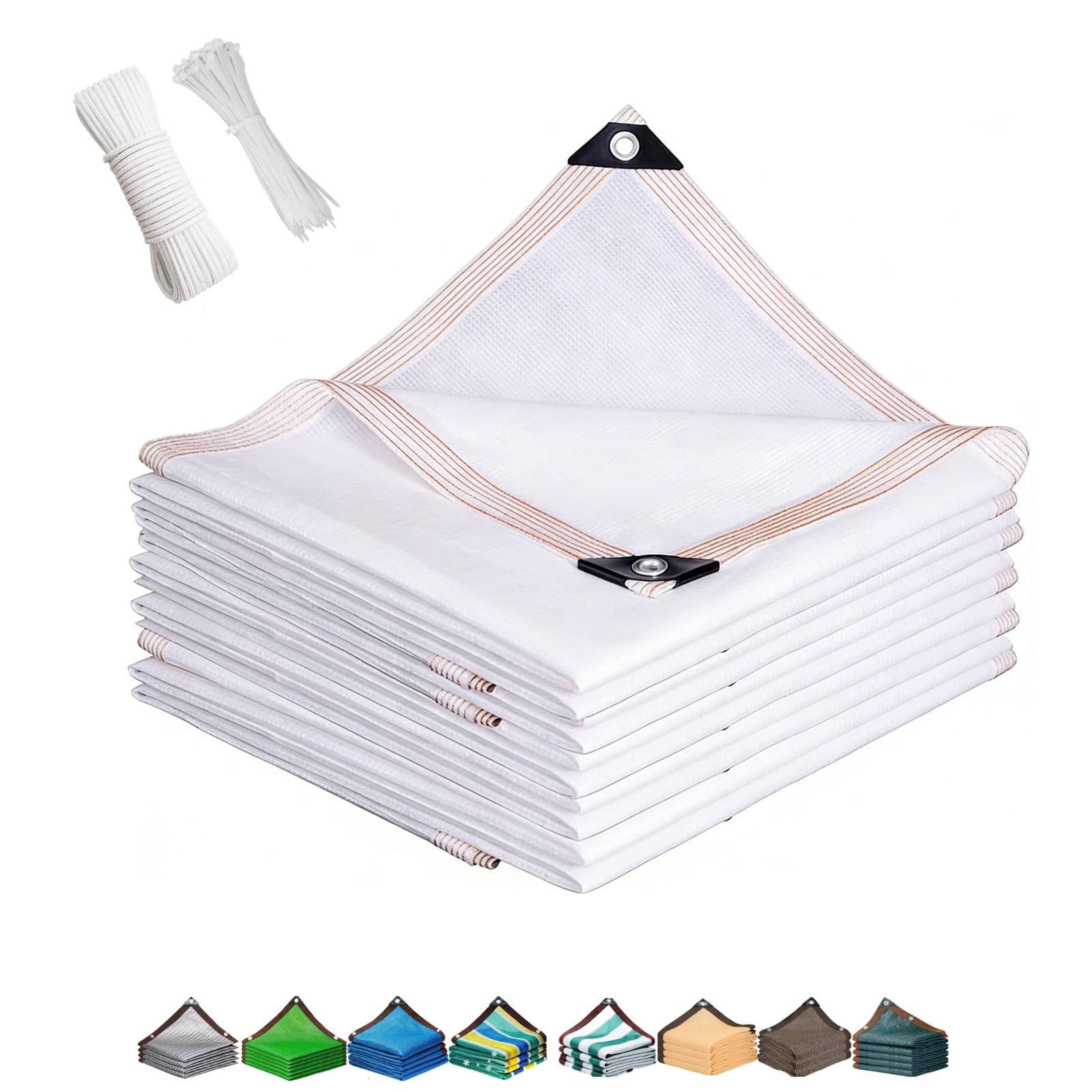 Filet d'ombrage 90% en HDPE respirant avec oeillets pour serre et terrasse - Toile 8x15m