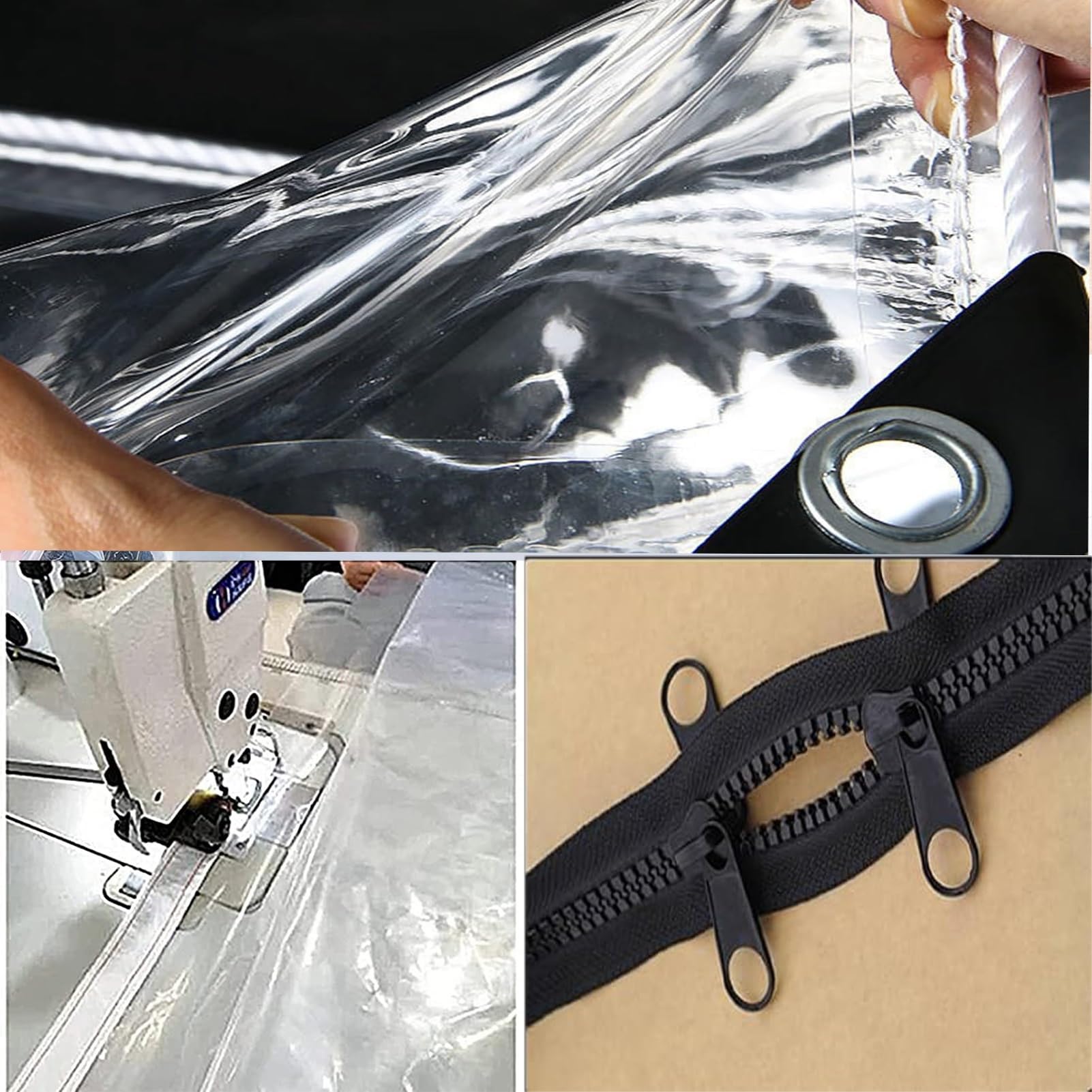 Rideaux D'extérieur Imperméables Transparents avec Porte À Fermeture Éclair, Panneau de Bâche en PVC Robuste pour Pergola, Porche, Tonnelle(6.6'x6.6'(2x2m))