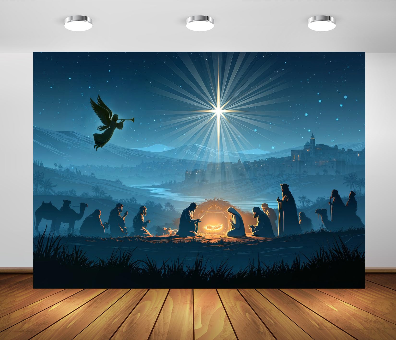 8x8FT (2.5x2.5m) Angelo E Corteo Del Presepe Sfondo Fotografico