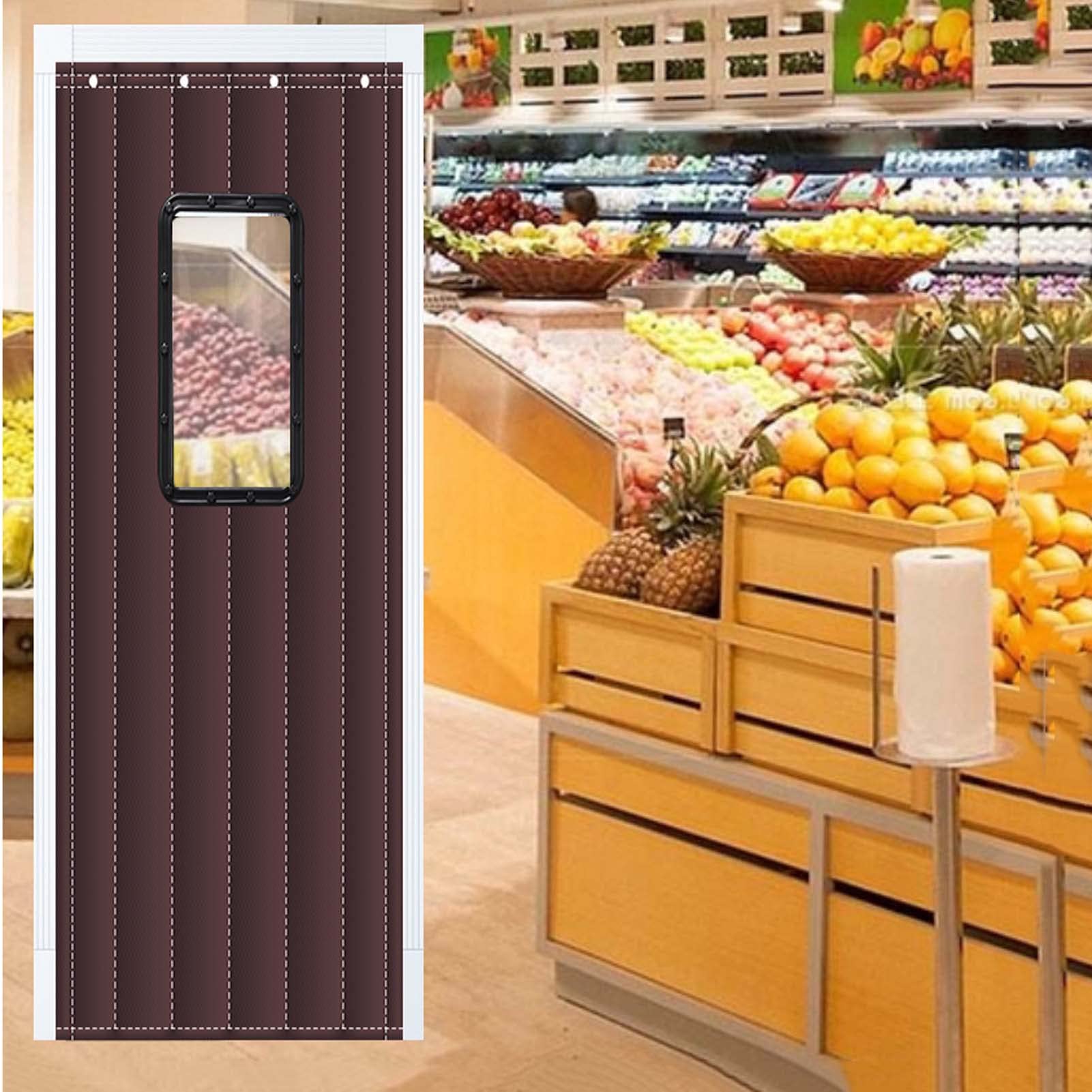 Tenda per porta con isolamento termico resistente, impermeabile, antivento, copertura per ingresso, riduzione del rumore, in pelle PU, schermo per protezione invernale (E 80 cm x 230 cm)