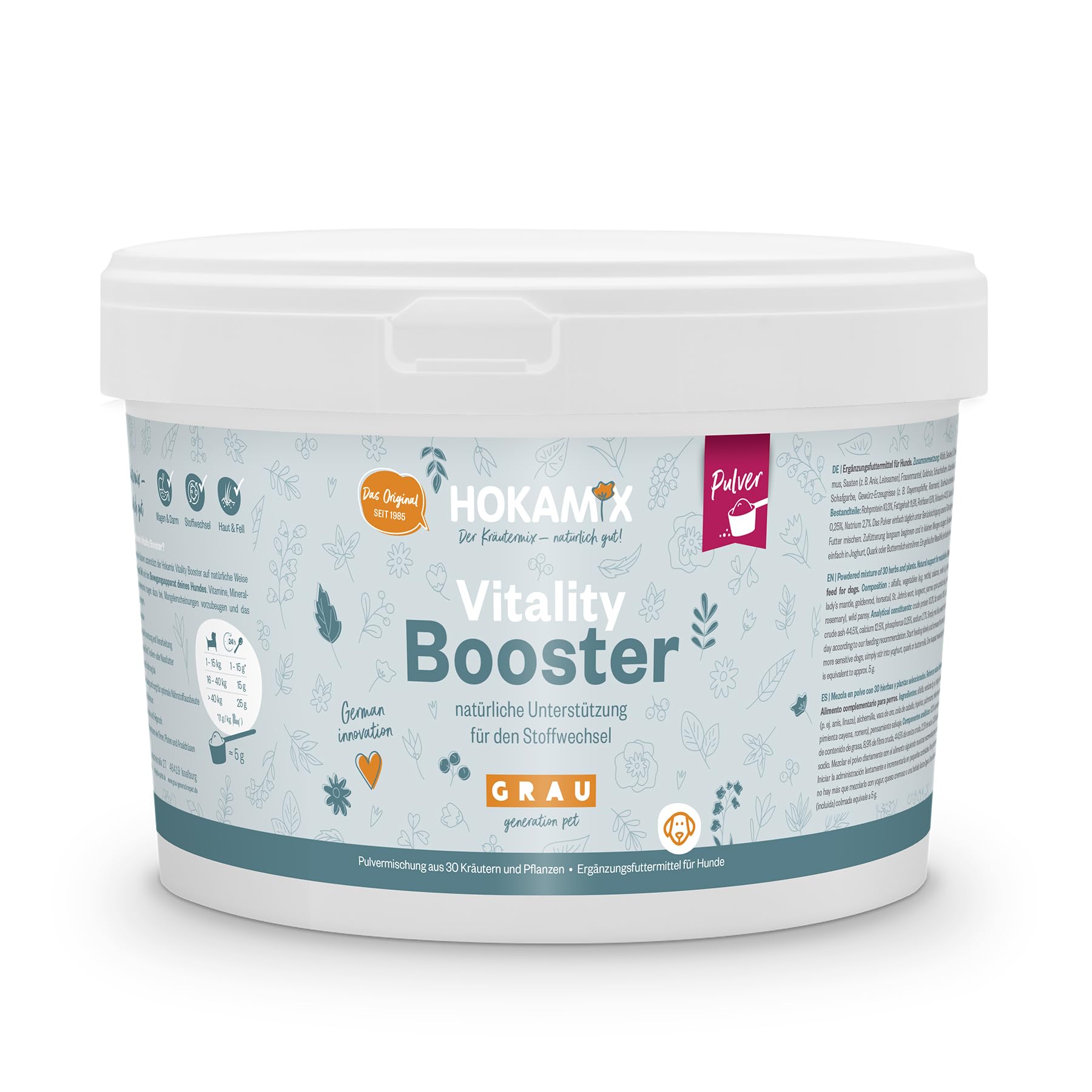 GRAU - Hokamix Vitality Booster, 1er Pack (1 x 2,5 kg), Ergänzungsfuttermittel für Hunde