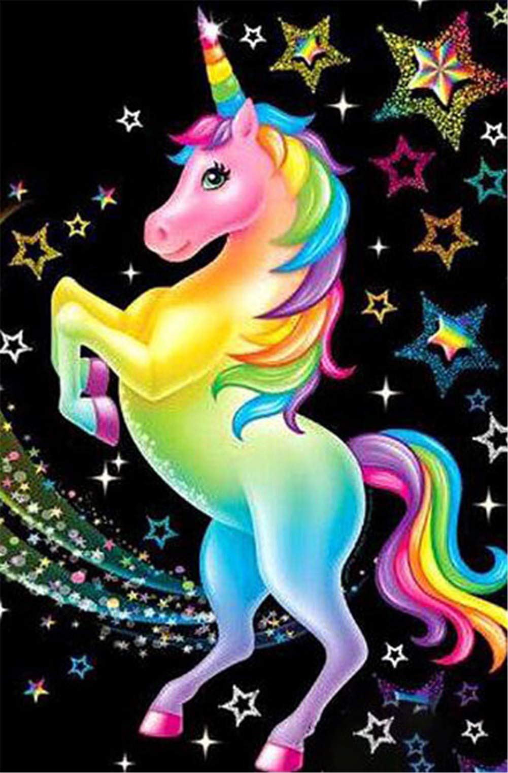 Kit Diamant Peinture Complète Licorne Étoiles 80x100cm Strass Broderie