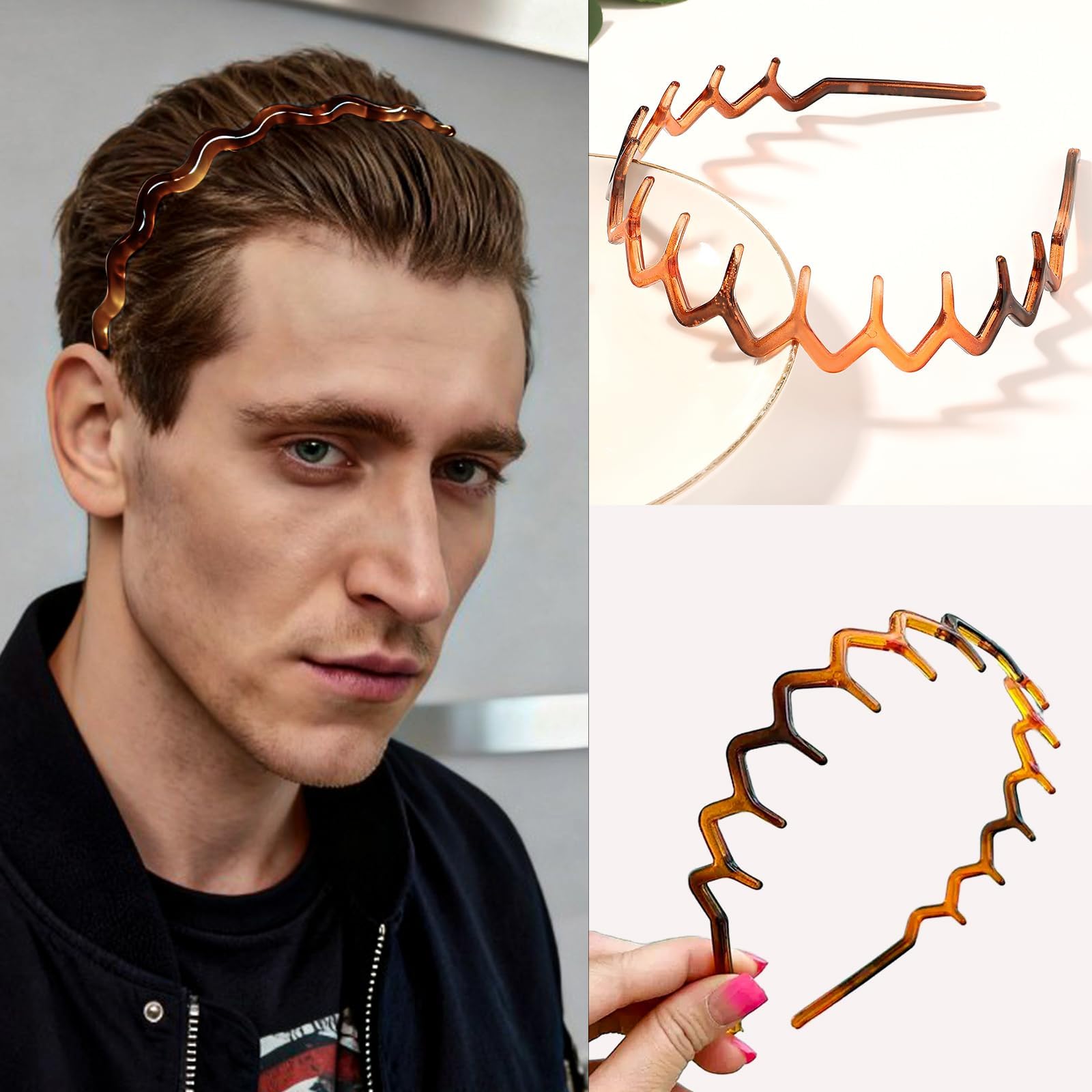 8 fasce per capelli con denti antiscivolo, pettine, alla moda, in plastica, accessori per capelli, per donne, uomini, adolescenti, ragazze, leopardato
