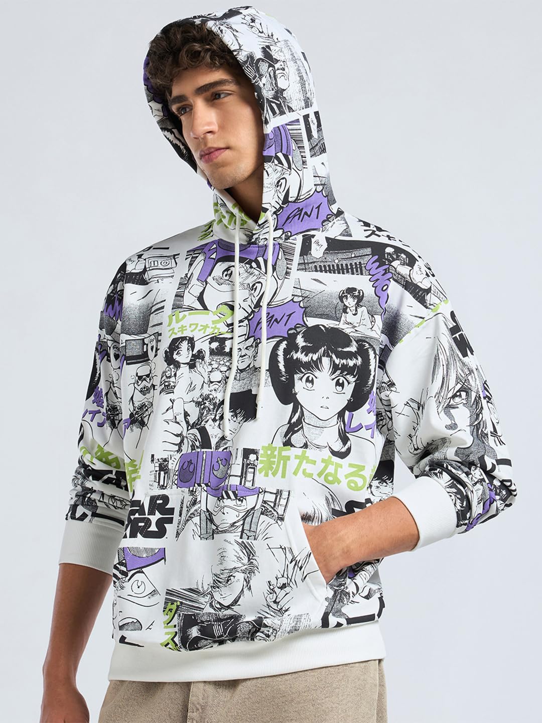 Bewakoof X Star Wars męska bluza z kapturem z bawełny poliestrowej oversize