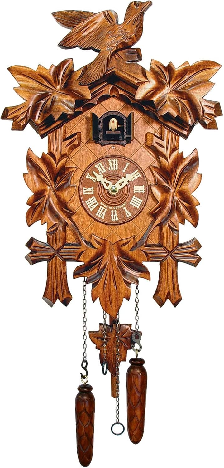 532QM Engstler Battery-Operated Cuckoo Clock-Full Size-13.5" H x 9.5" W x 6.5" D, Brown