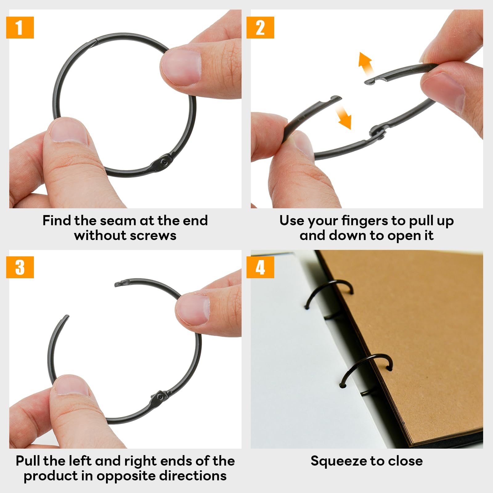 Anelli per raccoglitori a foglie sciolte, in metallo, per schede flash, portachiavi, anelli per libri in acciaio resistente (50 pezzi, 50 mm)