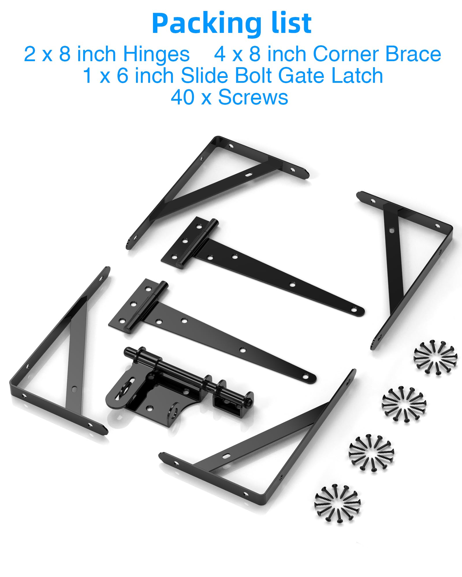 Fence Gate Kit With Heavy Duty Hinges, Gate Corner Brace Bracket