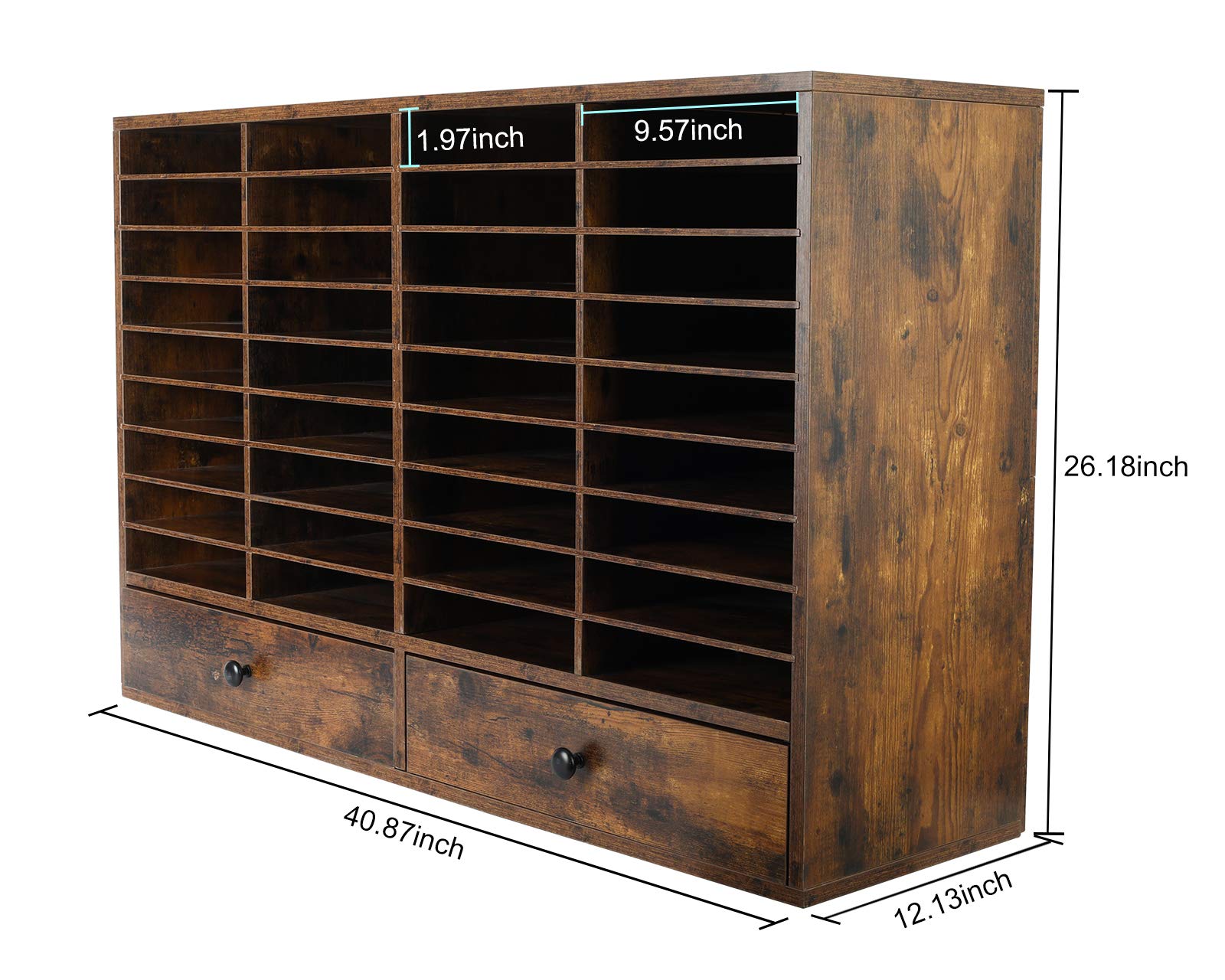 PAG Wood Literature Organizer Adjustable File Sorter Mail Center
