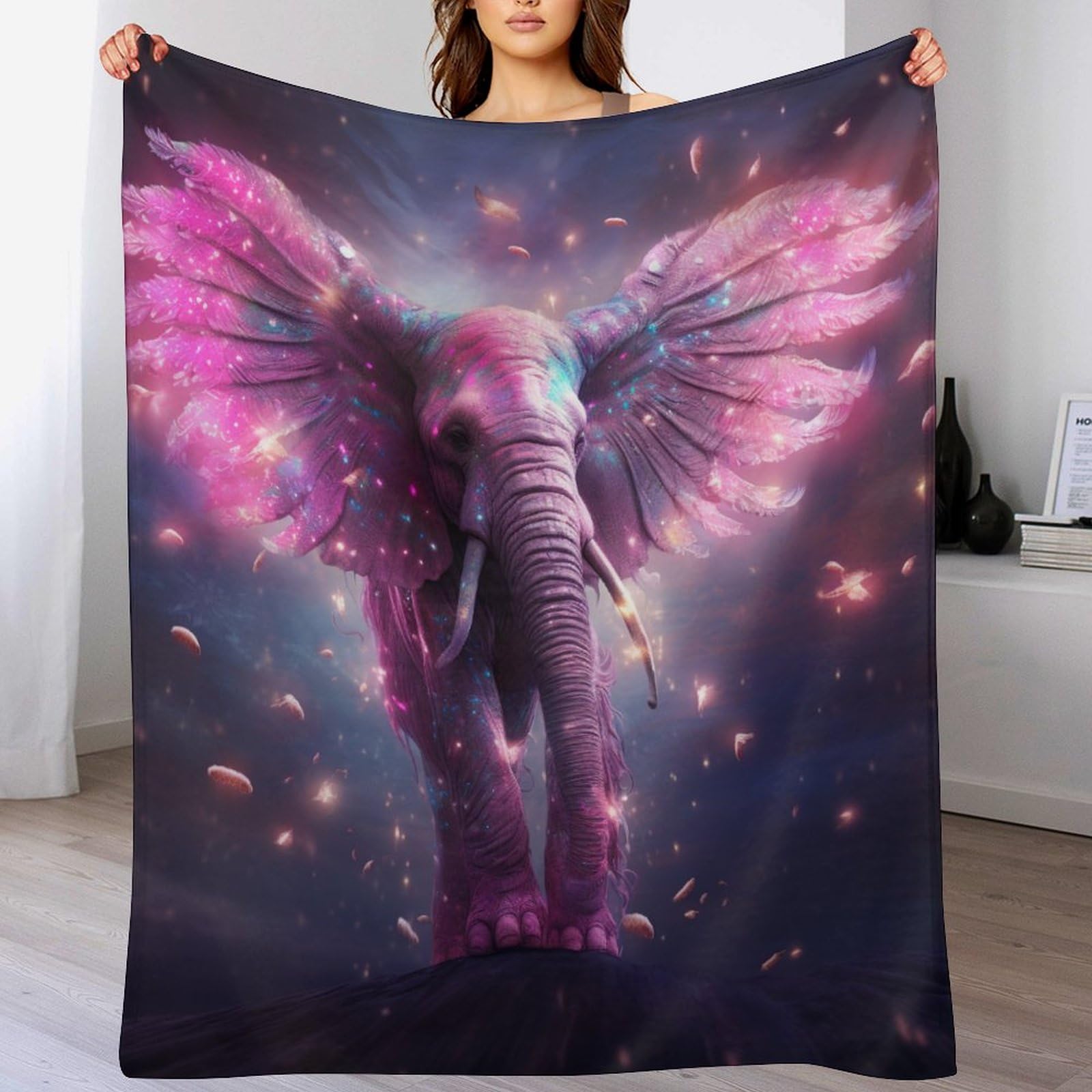 Manta de franela reversible 140x180 colcha sofá elefante