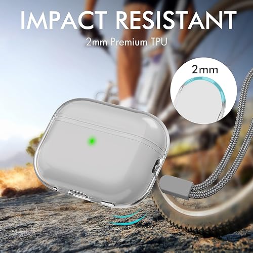 Miniatura 4 de NIUTRENDZ AirPods Pro 2 Funda protectora de TPU suave con cordón LED frontal visible compatible con AirPods Pro de 2 generación 2022 (morado)