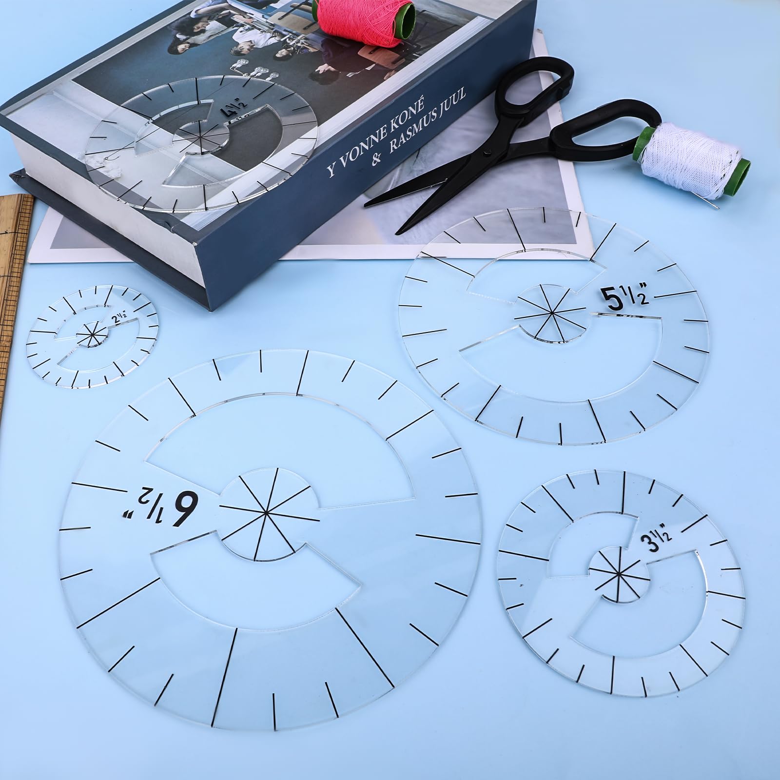 Snapklik.com : Thinp 5 Pcs Clear Circle Ruler Quilting Template Set - 5 ...