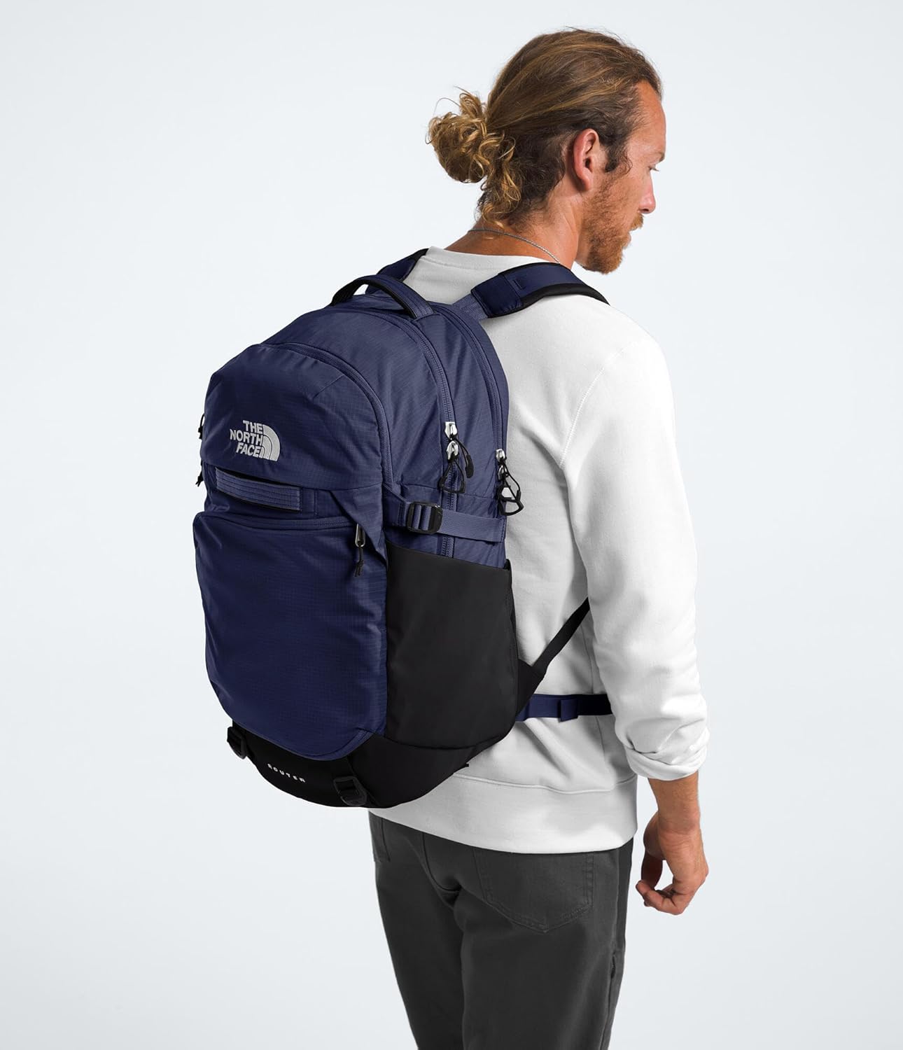 The North Face Router Everyday Laptop Backpack - Daypack, Water Repellent, Laptop Sleeve, Reflective Details, TNF Navy/TNF Black-NPF, One Size