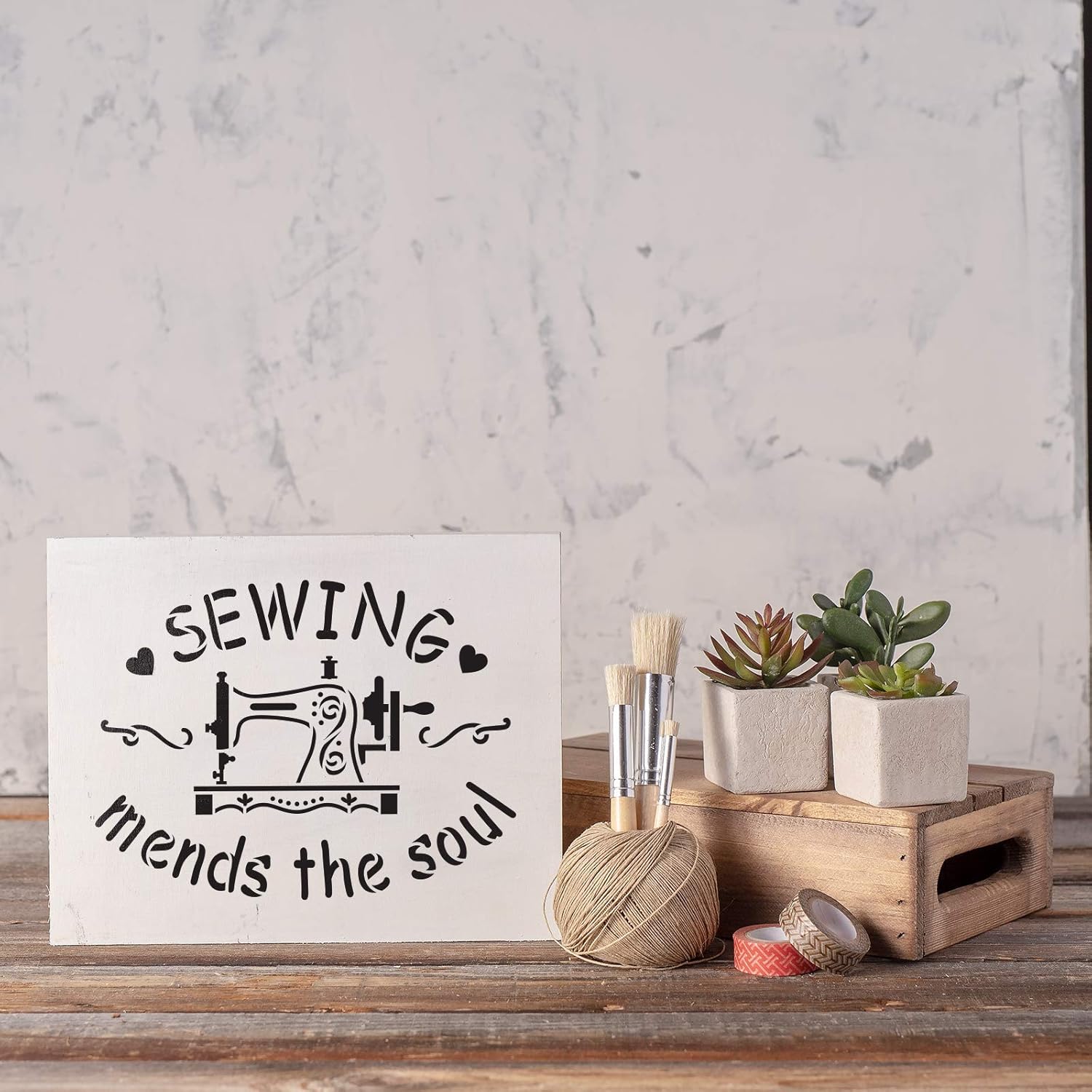 Sewing Mends The Soul Stencil - Quilt Stencil, Easy-to-Use for Stylish DIY Decor Projects, Sewing Mends Stencil