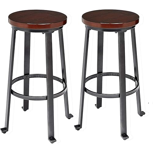 Ball & Cast Pub Height Barstool 29 Inch Seat Height Rustic Brown Set of 2
