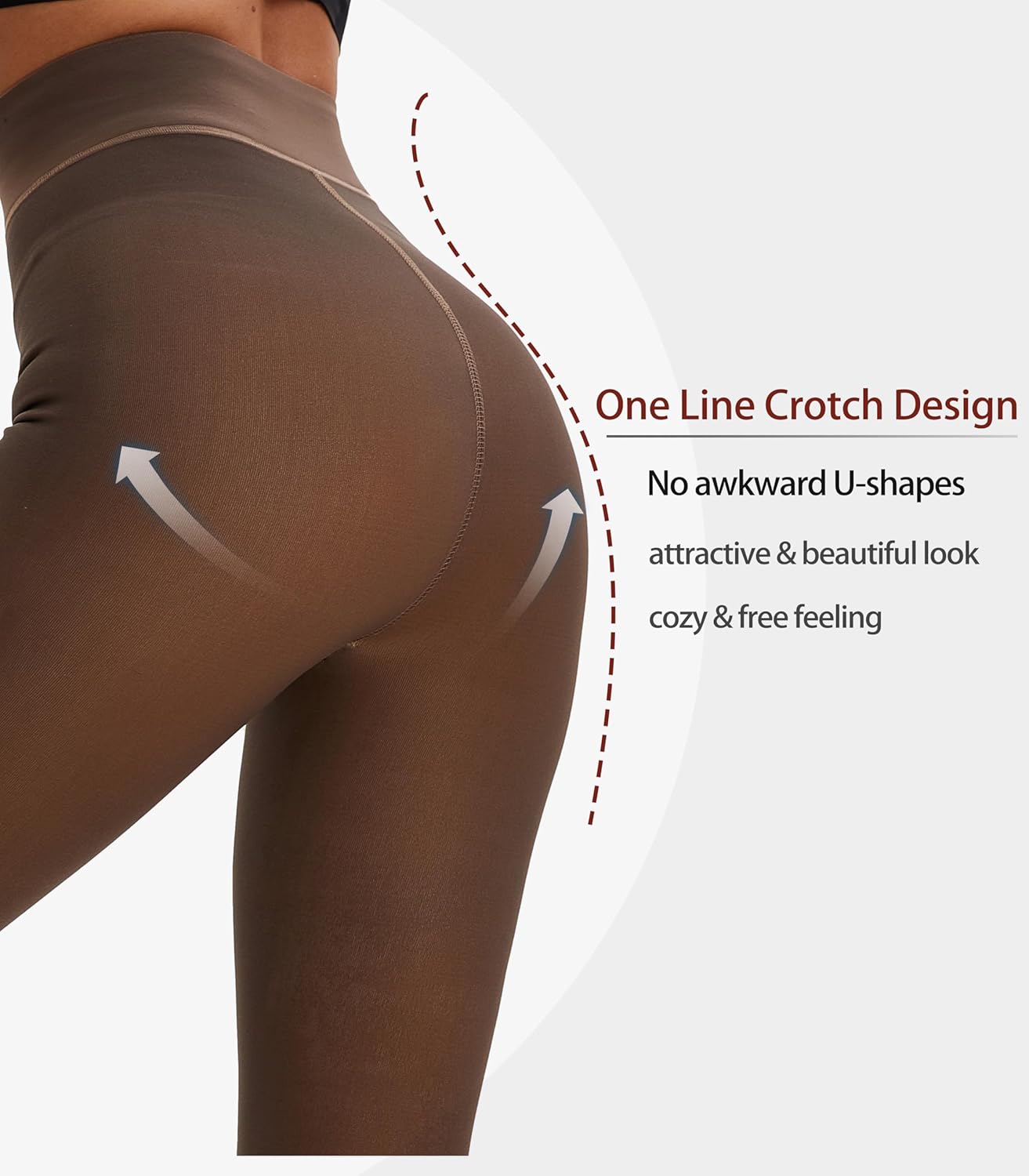 HeyUU Fleece Lined Tights Women, Fake Translucent Thick Thermal Pantyhose, Lightly Tummy Control Warm Tights for Winter - Image 2