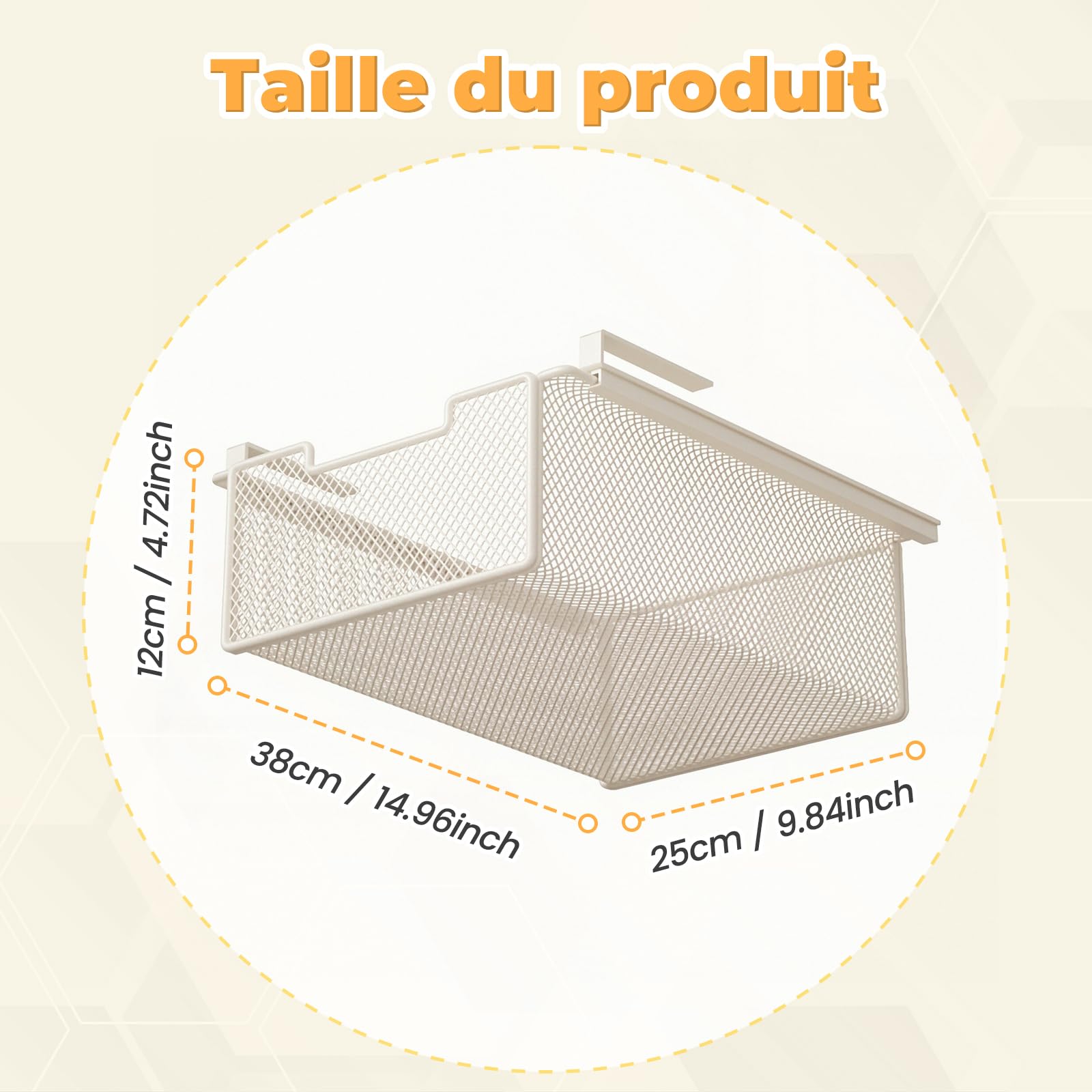 F Fityle Organisateur de Sous-Vêtements en Métal, Armoire de Rangement Suspendu, Boîte de Rangement sous Étagère, Panier à Tiroir Coulissant Gain de Place pour Chaussettes, Slips, Soutiens-Gorge,Blanc