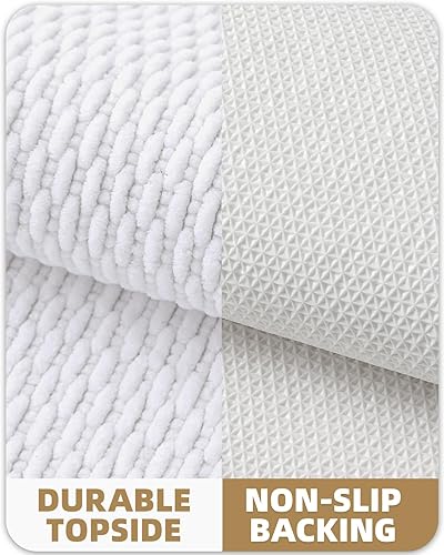 Miniatura 4 de Color&Geometry Alfombras de baño de felpilla tejidas absorbentes, antideslizantes, de 16 x 24 pulgadas, color blanco, lavables, alfombra de baño