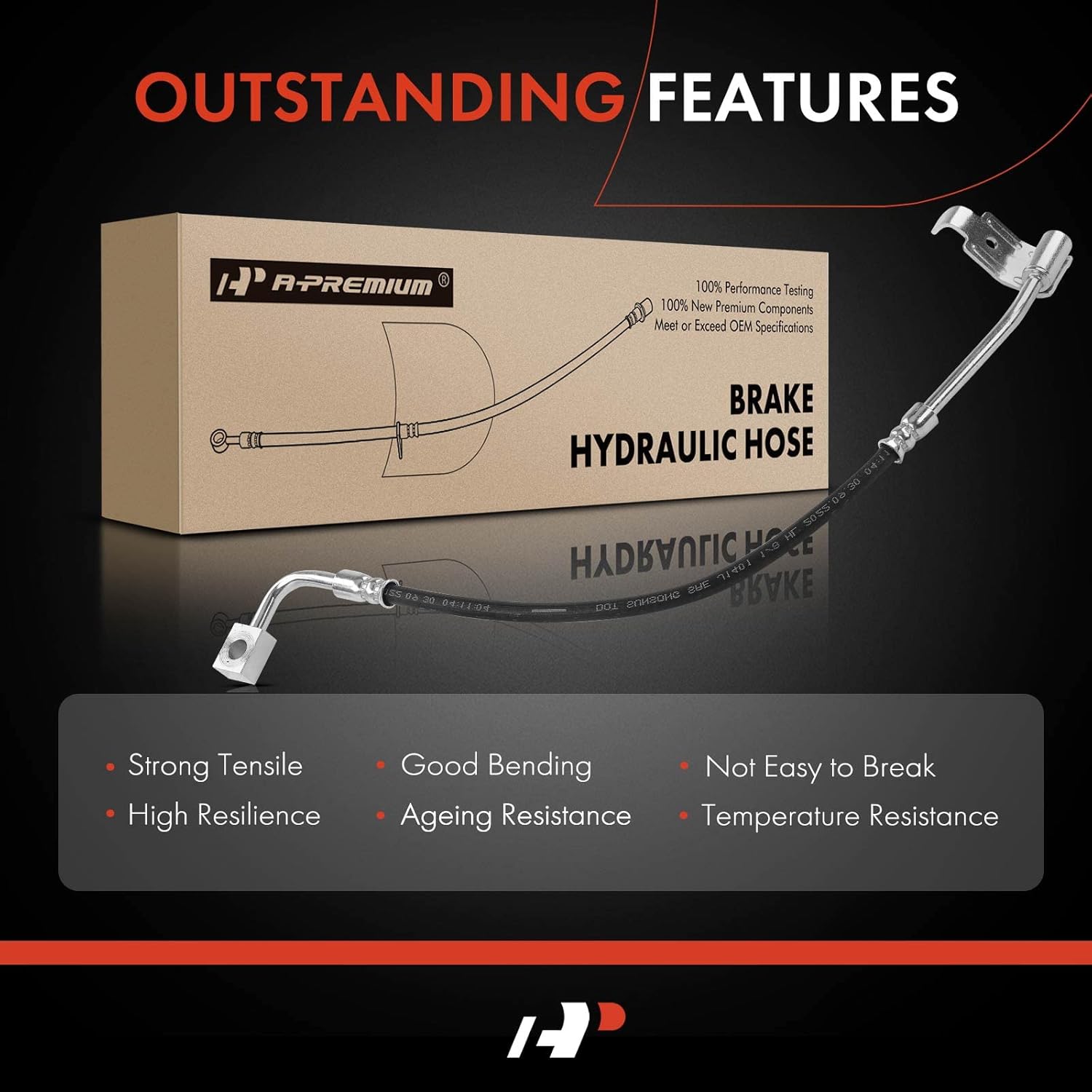 A-Premium Rear Driver Brake Hydraulic Hose Compatible with Jeep Models - Wrangler 2008 2009 2010 2011 2012 - Replace# 52059885AE