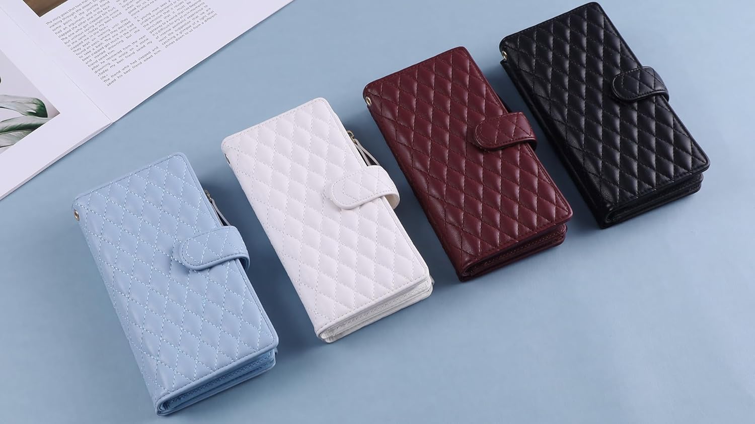 Harryshell 2 in 1 for iPhone 17 Pro Max Wallet Case Magnetic Compatible with Magsafe RFID Blocking Card Holder Detachable Phone Cover Zipper Purse Kickstand Wrist Strap for Men Women Quilted Burgundy - Image 9