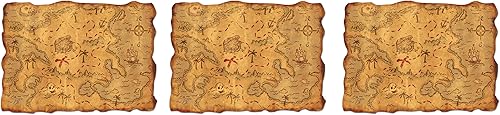 Beistle Mapa del tesoro pirata de plástico 3 piezas accesorios de fiesta favores de juego decoraciones de cumpleaños