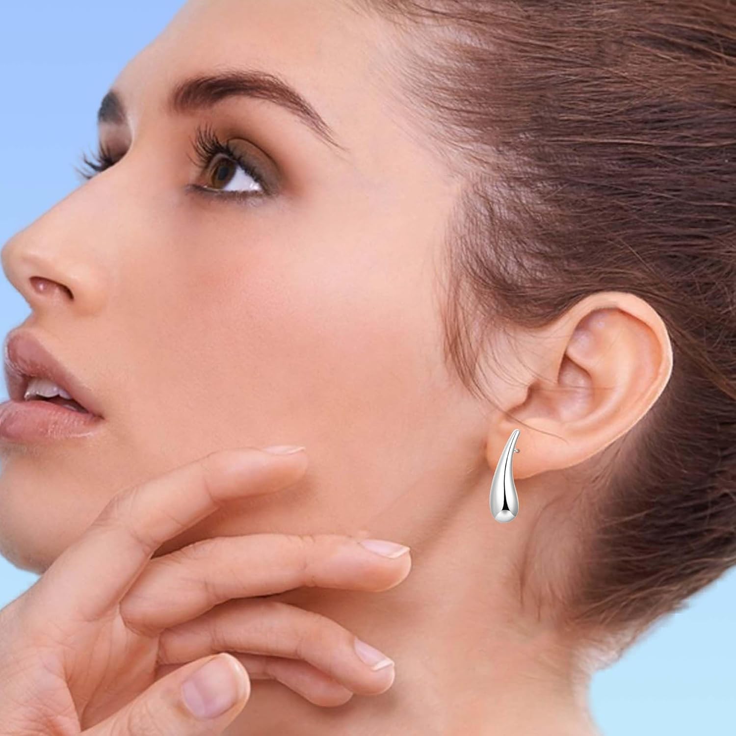 14K Gold Plated Chunky Teardrop Earrings,925 Sterling Silver Post Lightweight Drop Earrings for Women Trendy Fashion Jewelry - Image 4