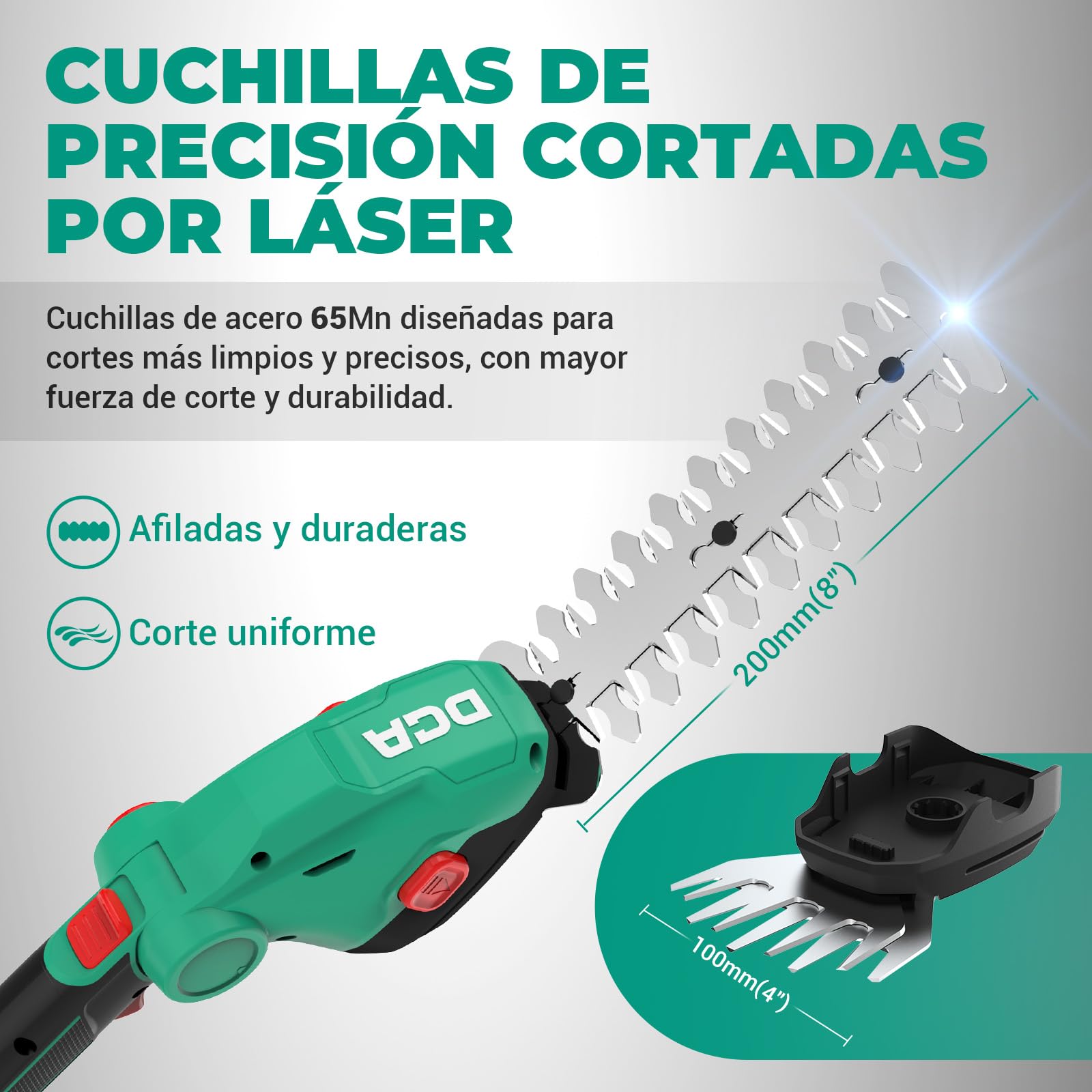 DCA Tijera Cortacésped Inalámbrica 20V Cortasetos y Cortabordes 2en1,2.0Ah