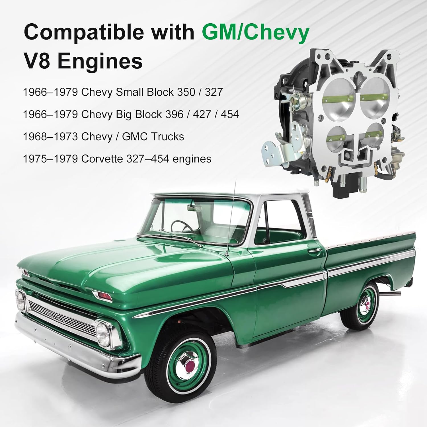 Rochester Quadrajet 4 Barrel Carburetor Replace for Chevy 350 327 427 454 SBC v8 Engines 1966-1973 Trucks and Cars, for 1975-1979 Corvette w/Quadrajet Carb 1901R 4MV 750 CFM Manual Divorced Choke