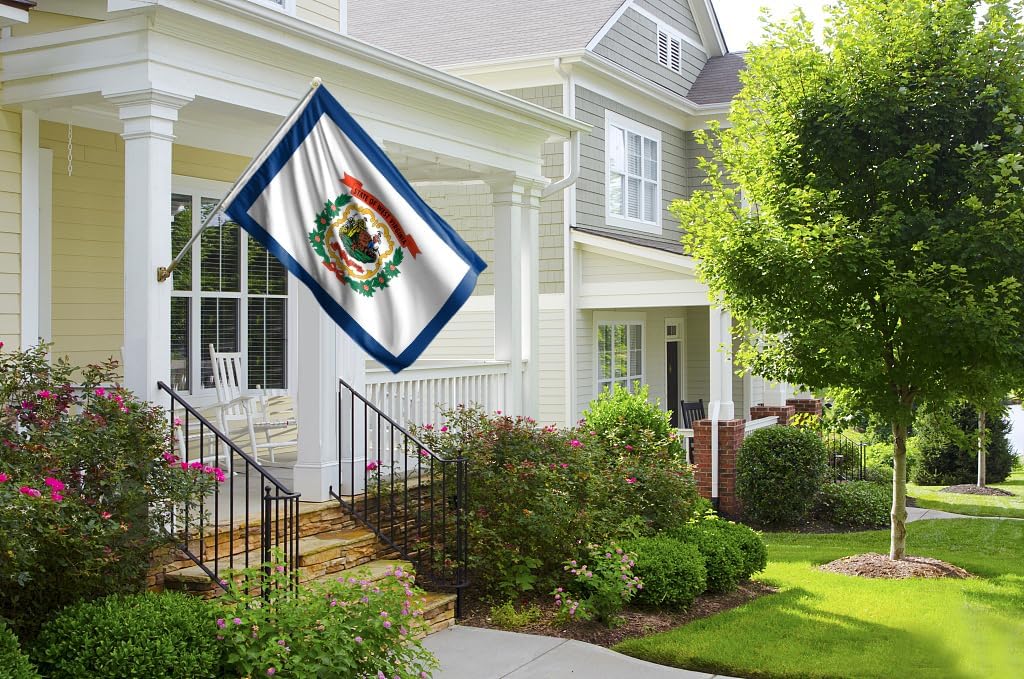 Double Sided West Virginia State Flag 4x6FT WV Flag Polyester Vivid Color Fade Resistant With 2 Brass Grommets For West Virginia Themed Festival Events Party Decoration Indoor Outdoor (WV, 4x6FT 3ply)
