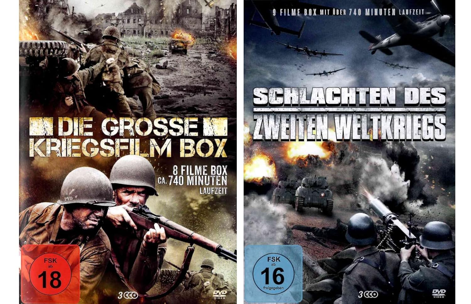 2x Kriegsfilm Box (16 Filme) Spannende Gefechte und blutige Offensiven Schlachten des 2