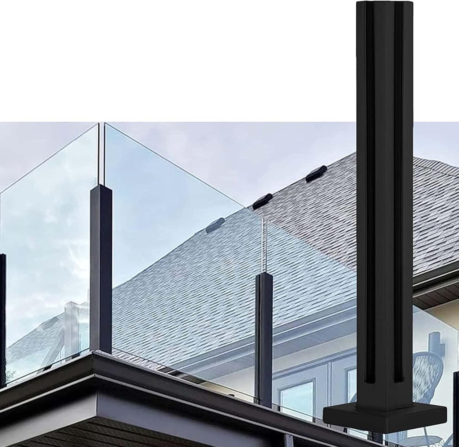 Fijación para barandilla de vidrio sin perforar cristal y poste de piscina anticaídas