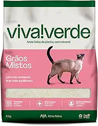 Viva Verde Areia Higiênica Biodegradável Para Gatos Grãos Mistos 4Kg