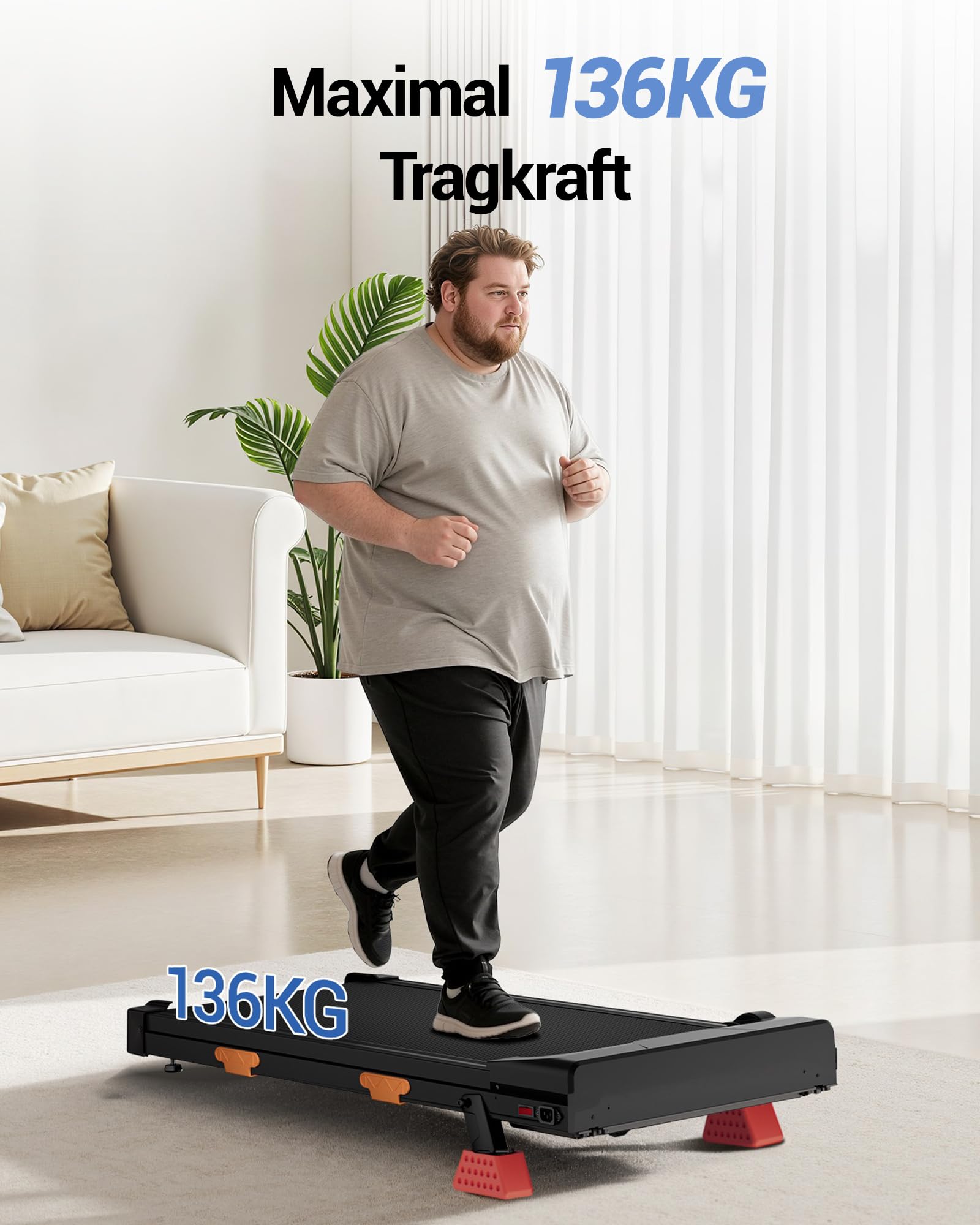 UMAY Laufband für Zuhause klappbar, Laufband mit Steigung für Zuhause 15%, Walking Pad mit Steigung max. Belastung 136 kg, Fernbedienung und LED-Anzeige