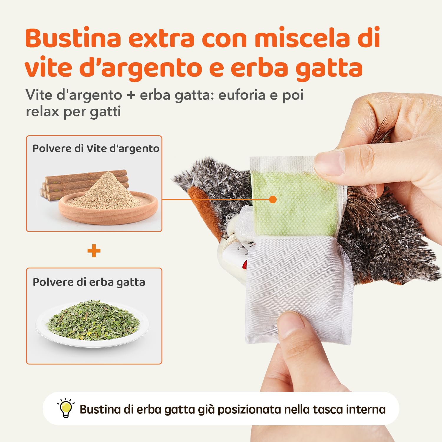 Potaroma Giochi per Gatti– Giocattolo Interattivo per Gatto a Forma di Uccello Passero, Ali Battenti, Suoni Realistici, Catnip, Ricaricabile, Attivazione Touch, per Tutte le Razze, 10 cm