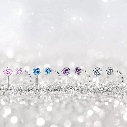 Miniatura 3 de Small Huggie Half Hoop Earrings CZ Tiny Cartilage Hypoallergenic Stud Earrings for Women Teen Girls (blue)