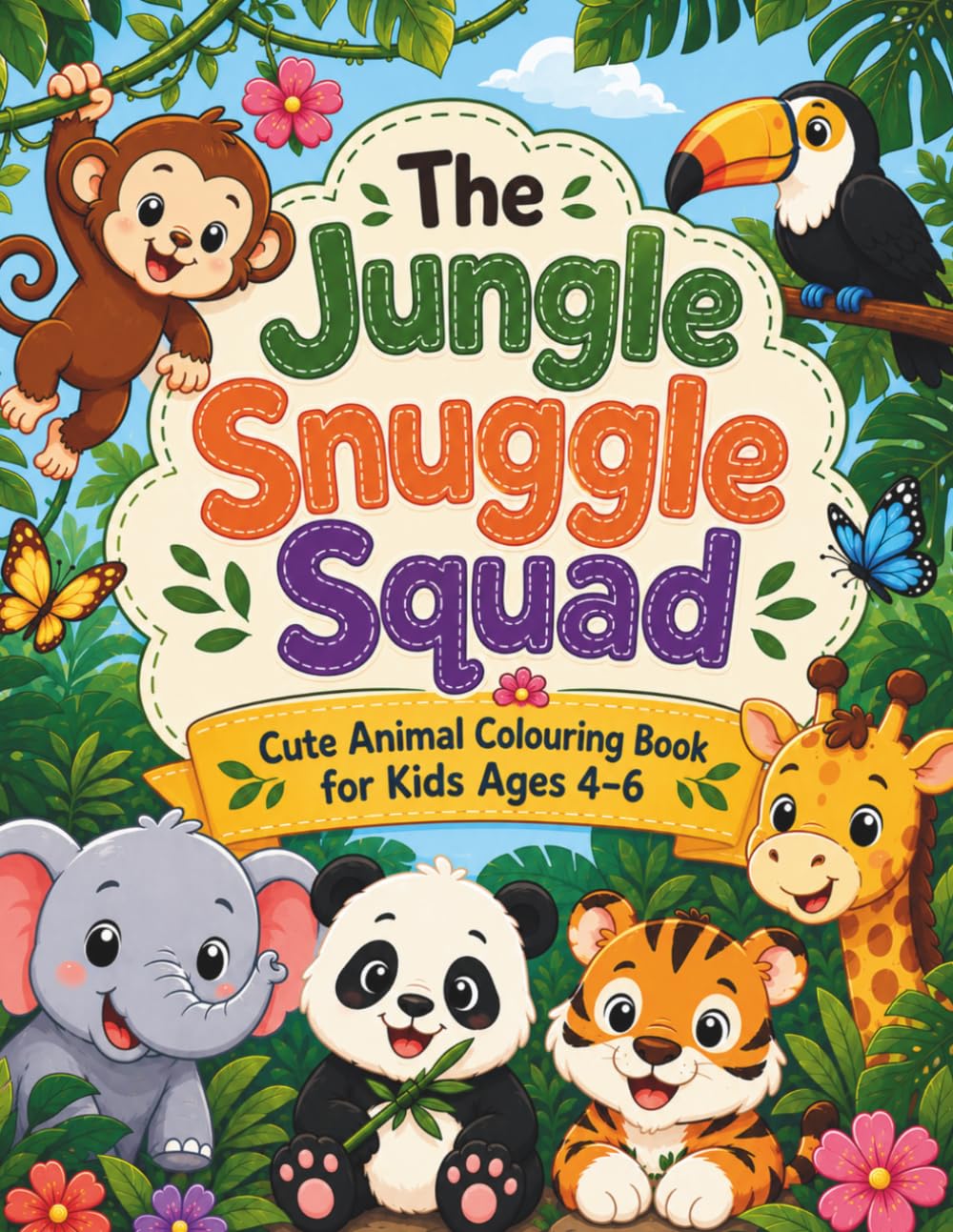 The Jungle Snuggle Squad: Cute Animal Colouring Book for Kids Ages 4-6