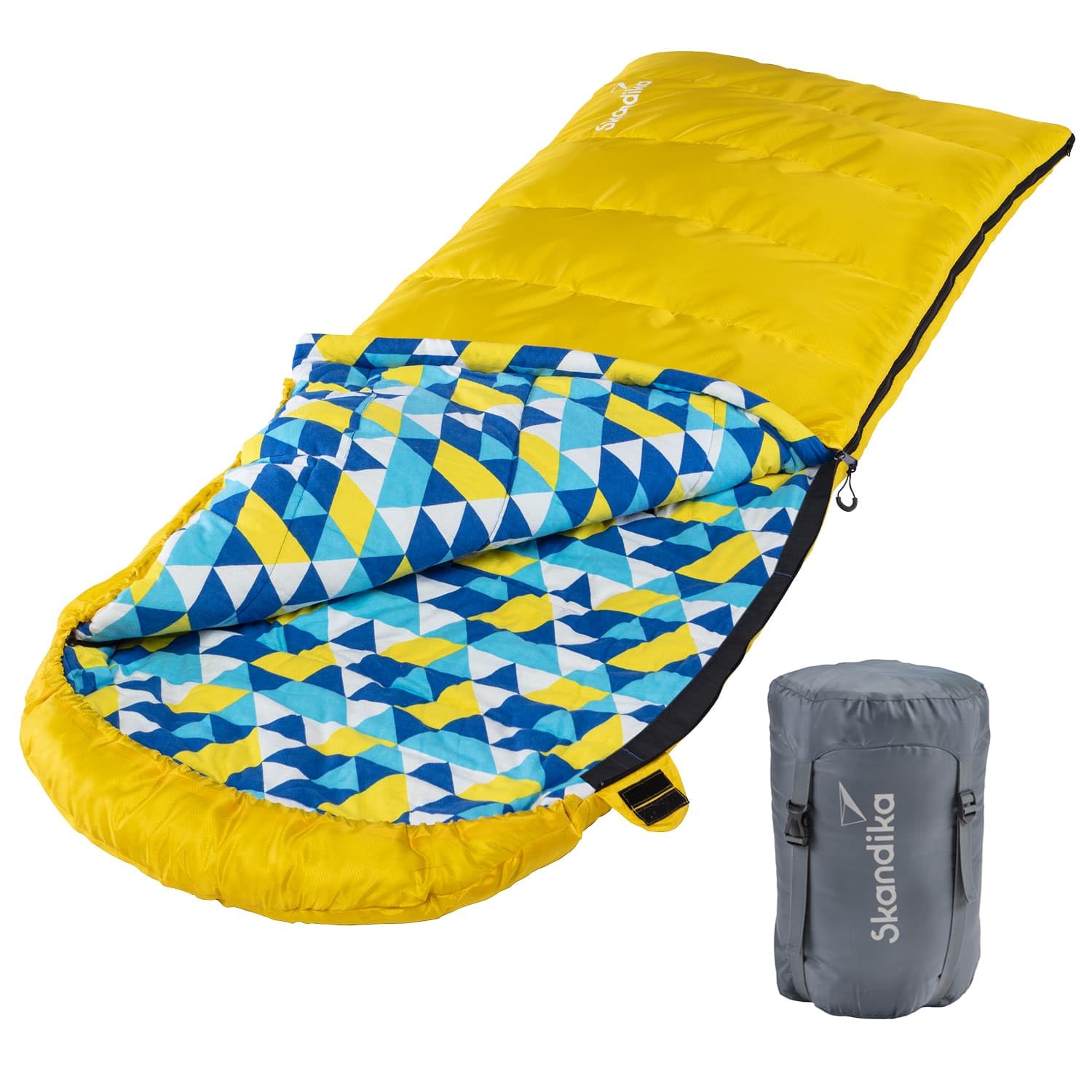 Skandika Dundee Franela| Saco de Dormir, algodón, 3 Estaciones, hasta -20°C, 220 x 80 cm/ 220 x 160 cm, para Camping al Aire Libre