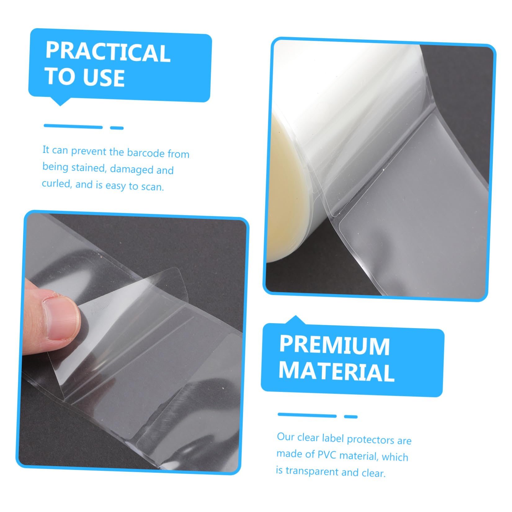 ULTECHNOVO Étiquettes Autocollantes Transparentes en Pvc Film Protecteur Anti-courbure 500pcs pour Protéger Codes-barres et Numéros pour Maison et Hôpital