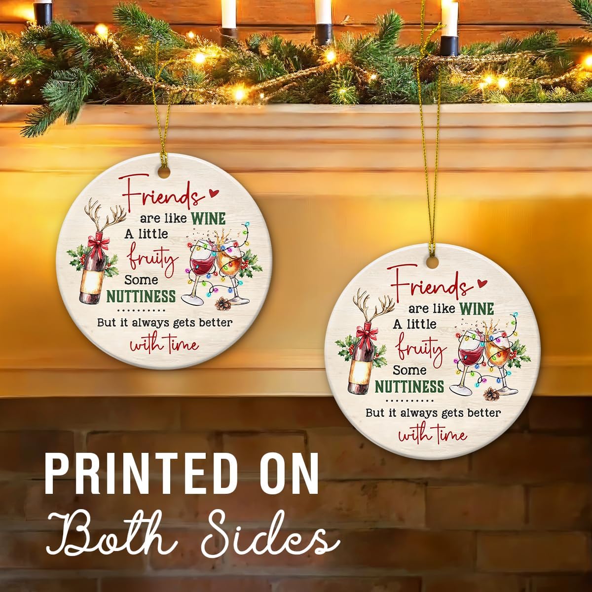 Funny Friend Christmas Ornaments 2025 - Bestie Ornament, Friend Gifts for Women, Men, BFF, Coworkers, Work Friends, Soul Sister - Double-Sided Ceramic Friendship Ornament for Tree Decor - Image 5