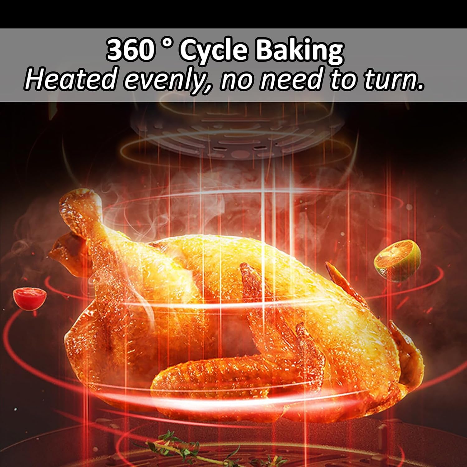 Horno Freidora De Aire Digital con Ventana Transparente, Pantalla Táctil Ajustable Y Cesta Antiadherente Extraíble para Una Cocina Saludable.