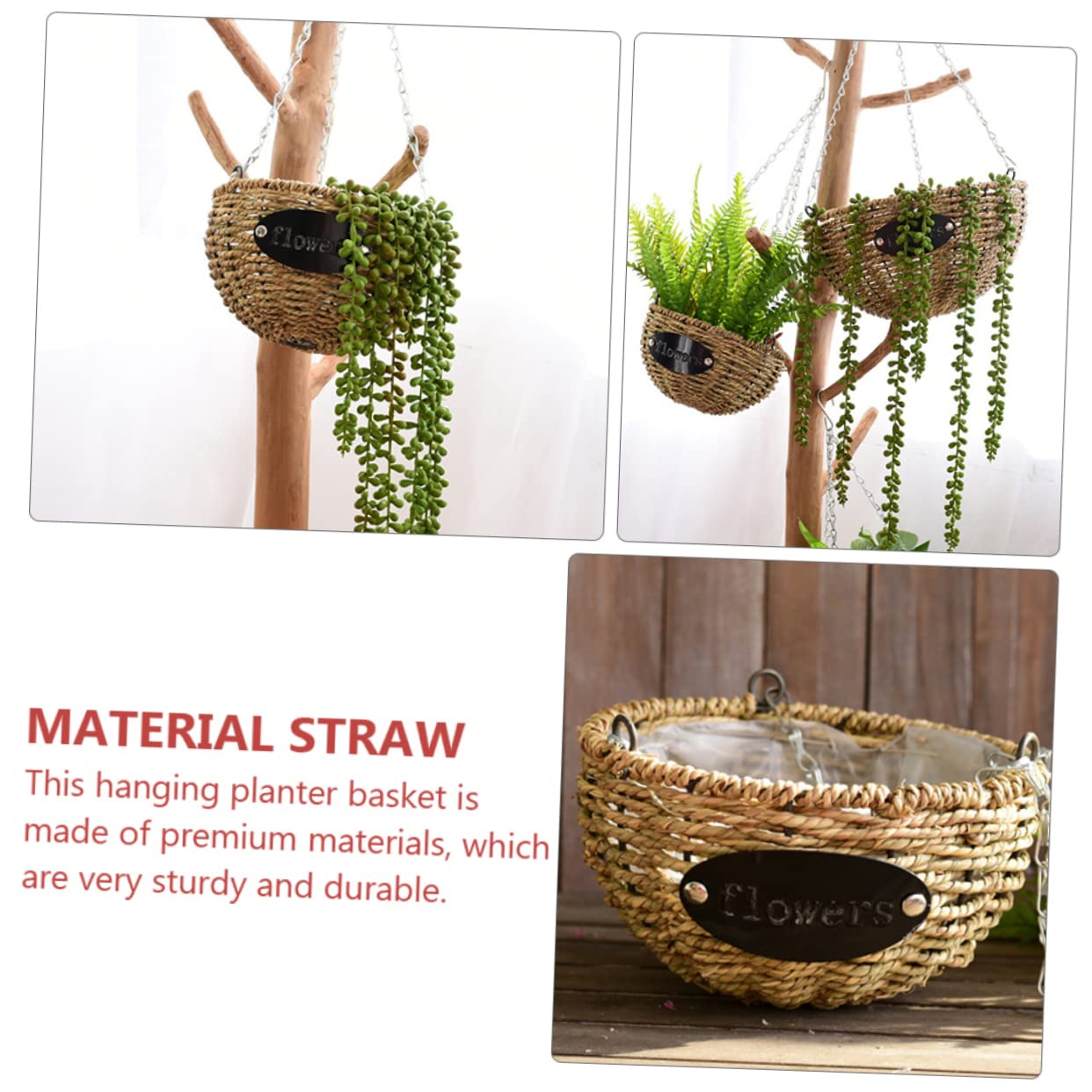BESPORTBLE Hanging Basket for Flower Large Indoor Plant Pot Rustic Wall Hanging Woven Basket