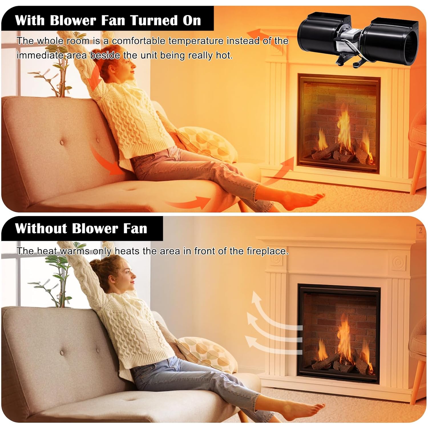 GFK160 GFK-160A Fireplace Blower Fan for Quadrafire, Heat N Glo, Hearth and Home, Heatilator, Fasco, Superior, GTI, Jakel, Royal, Nordica, Regency, Rotom Fireplace, 6000CLX SL-550TR, DV3732 DV3732-B.