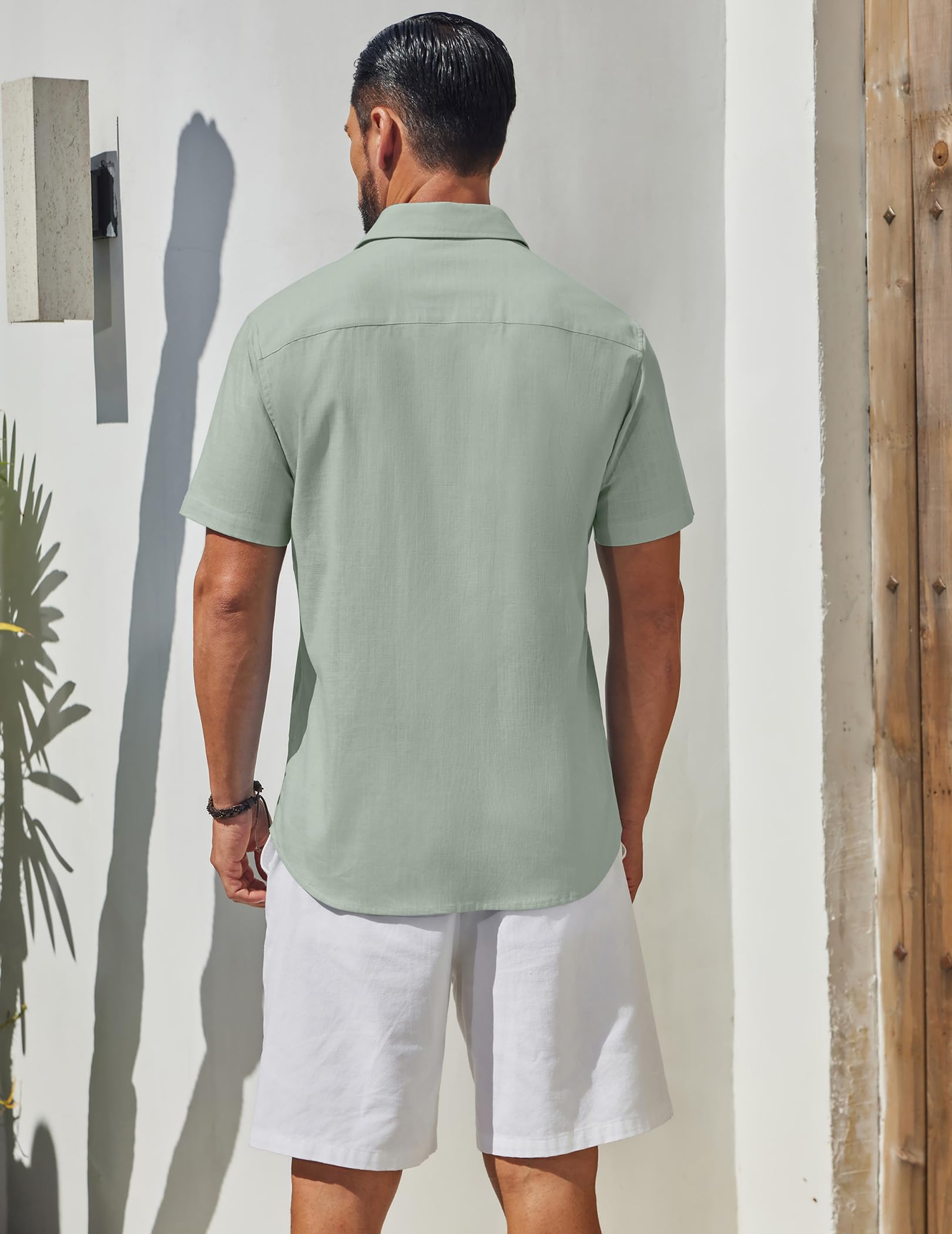 COOFANDY Camisa Hombre Manga Corta Algodón Camisa de Verano de Botones Camisas para Hombres Corte Regular Camisa de Playa para Hombres