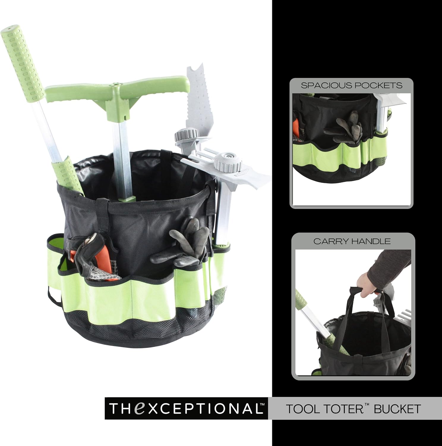 TheXceptional Wheelie with Tool Toter Handle, Bucket and Comfort Cushion | Premium Cart with Rolling Tool Holder | Made in USA by Vertex | Model EX590