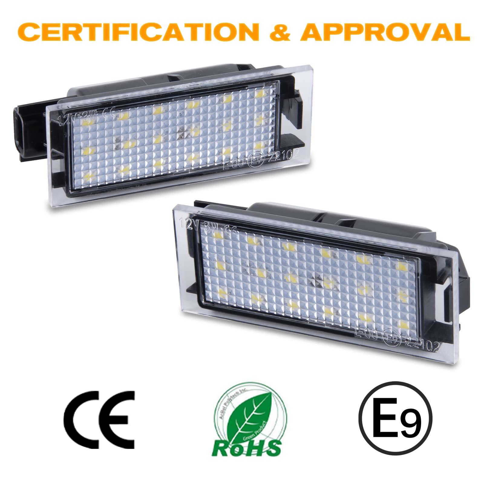 POPMOTORZ Éclairage de plaque d'immatriculation LED pour Renault Vel Satis Twingo 2 Clio 3 Clio 4 Espace 4 Laguna 3 Laguna 2 Phase 2 Master 2 Megane 2 Megane 3 2835 SMD avec CAN-Bus, 2 Pièces