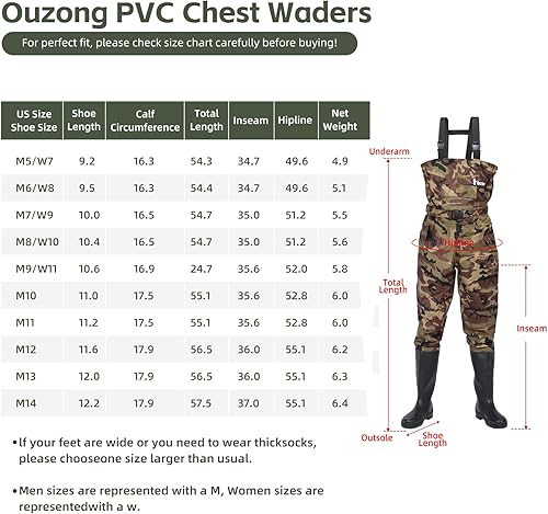 Miniatura 4 de wader con botas impermeable para pesca y caza de nailon 2-PlyPVC 9-13