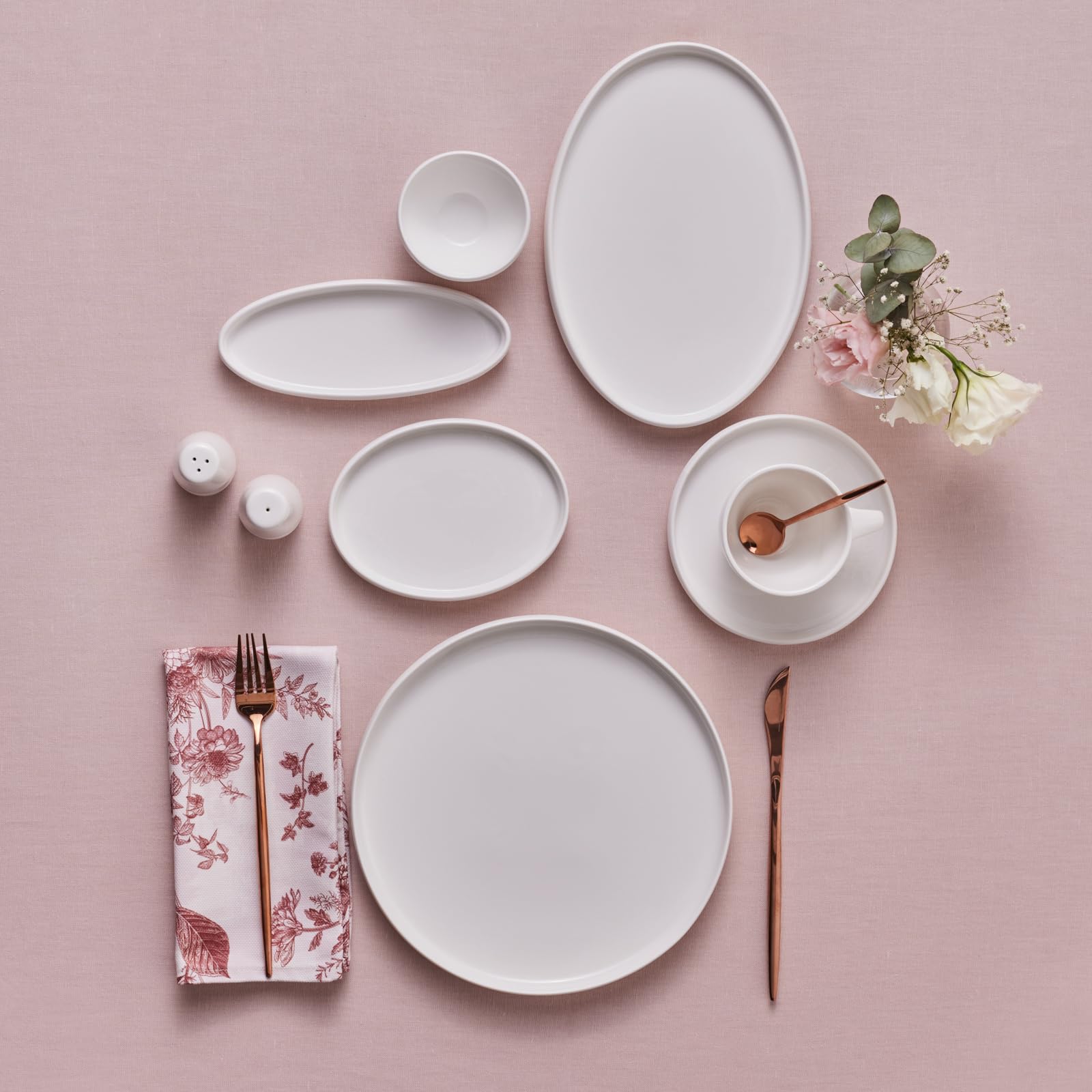 KARACA Stream Bone Sunset 34-teiliges Frühstücksset - Elegantes Bone China Geschirr mit warmen Sonnenuntergangstönen