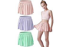 3 Pack Flowy Shorts with Spandex Liner for Girls - Active Skirts...