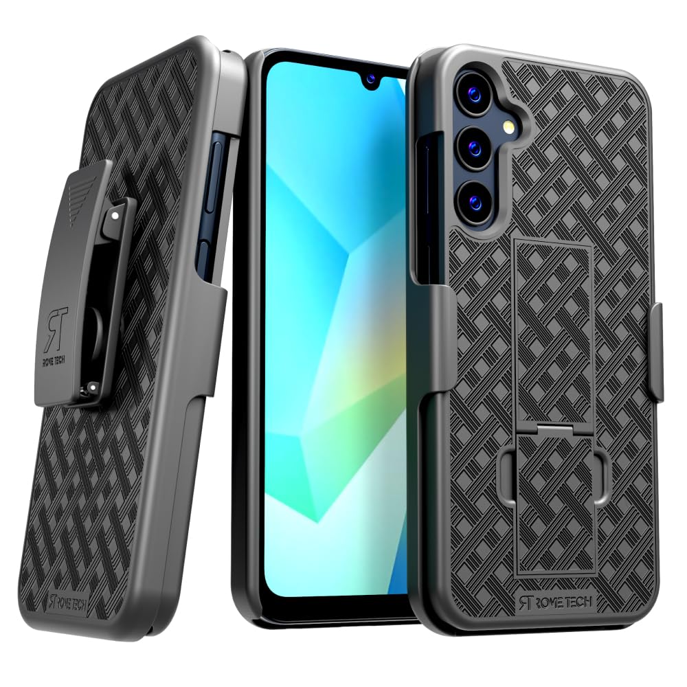 Designed for Samsung Galaxy A16 Case with Belt Clip Holster - Kickstand Cover Phone Case - Black