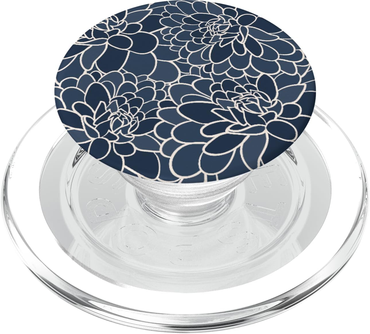 Blue and White Dahlia Flowers Floral Pattern PopSockets MagSafe PopGrip for iPhone