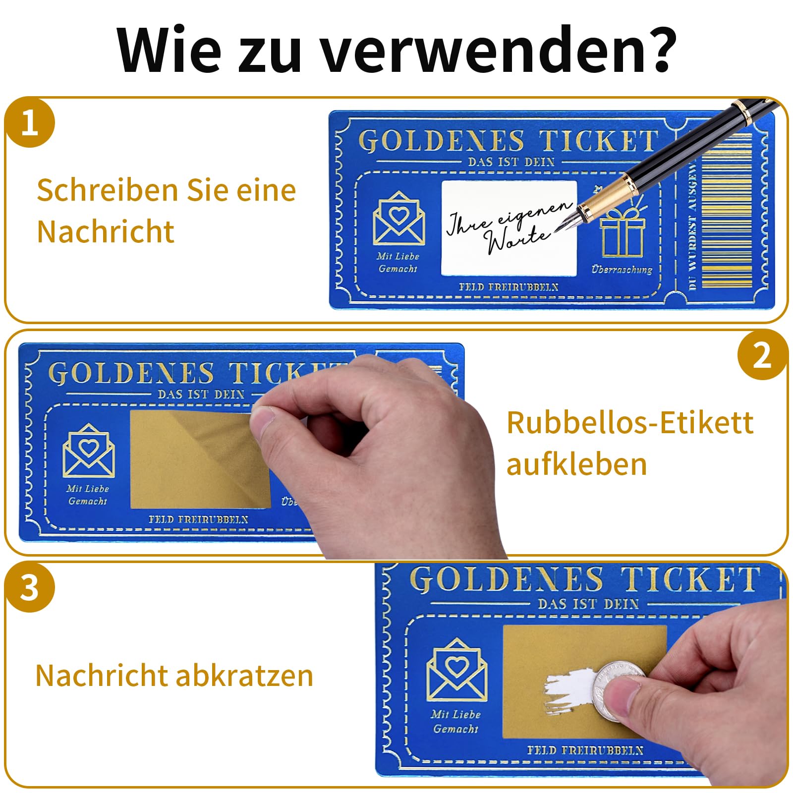 6 Gutscheine Zum Selber Ausfüllen Mit Rubbelfeld – Goldene Tickets Für Persönliche Geschenke
